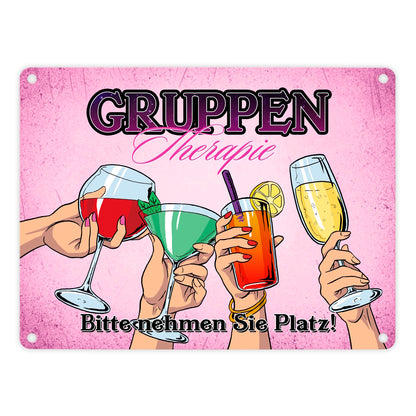 Gruppentherapie für Frauen Metallschild in 15x20 cm im trendigen Retrolook