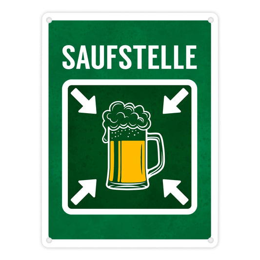 Saufstelle Metallschild mit Bier Motiv