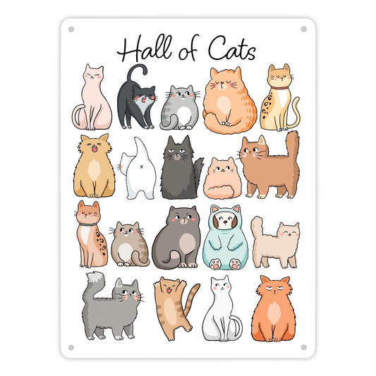 Hall of Cats Katzen Metallschild XL in 21x28 cm