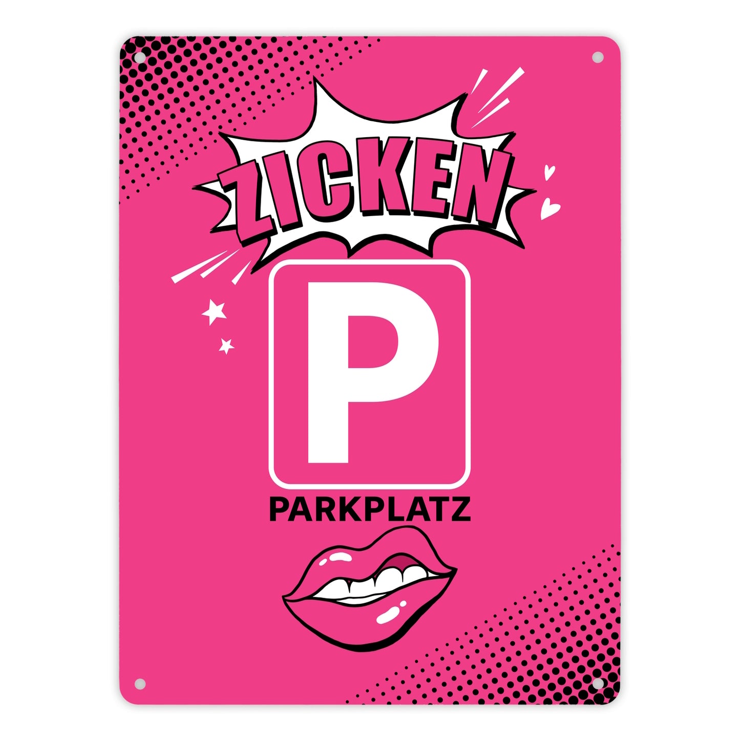 Zicke Metallschild XL in 21x28 cm mit Spruch Zicken Parkplatz