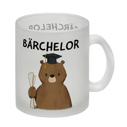 Bär mit Doktorhut Glas Tasse mit Spruch Bärchelor