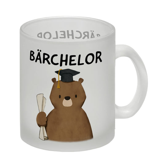 Bär mit Doktorhut Glas Tasse mit Spruch Bärchelor