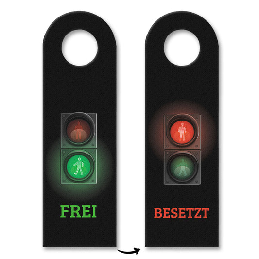 Frei oder Besetzt Türhänger mit Ampel Motiv in Schwarz