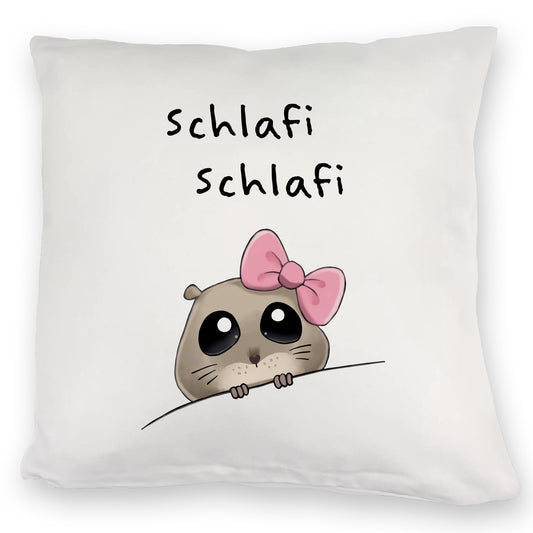 Meme Hamster Kuschelkissen mit Spruch Schlafi Schlafi