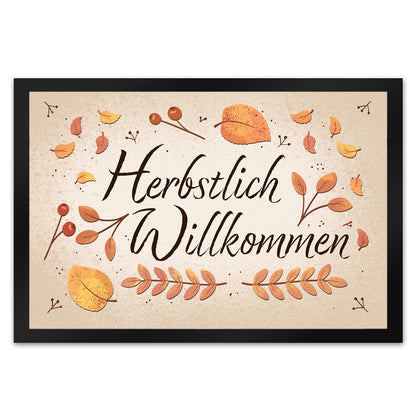 Herbstlich Willkommen Fußmatte XL in 40x60 cm mit bunten Blättern