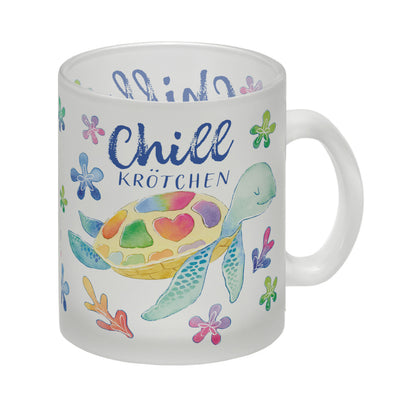 Schildkröte Glas Tasse mit Spruch Chillkrötchen