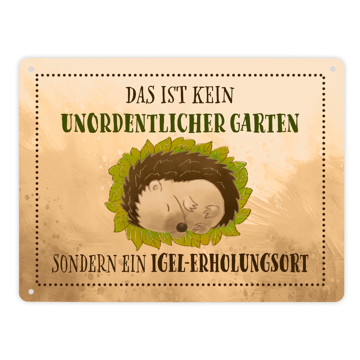 Das ist kein unordentlicher Garten sondern ein Igel-Erholungsort Metallschild XL in 21x28 cm