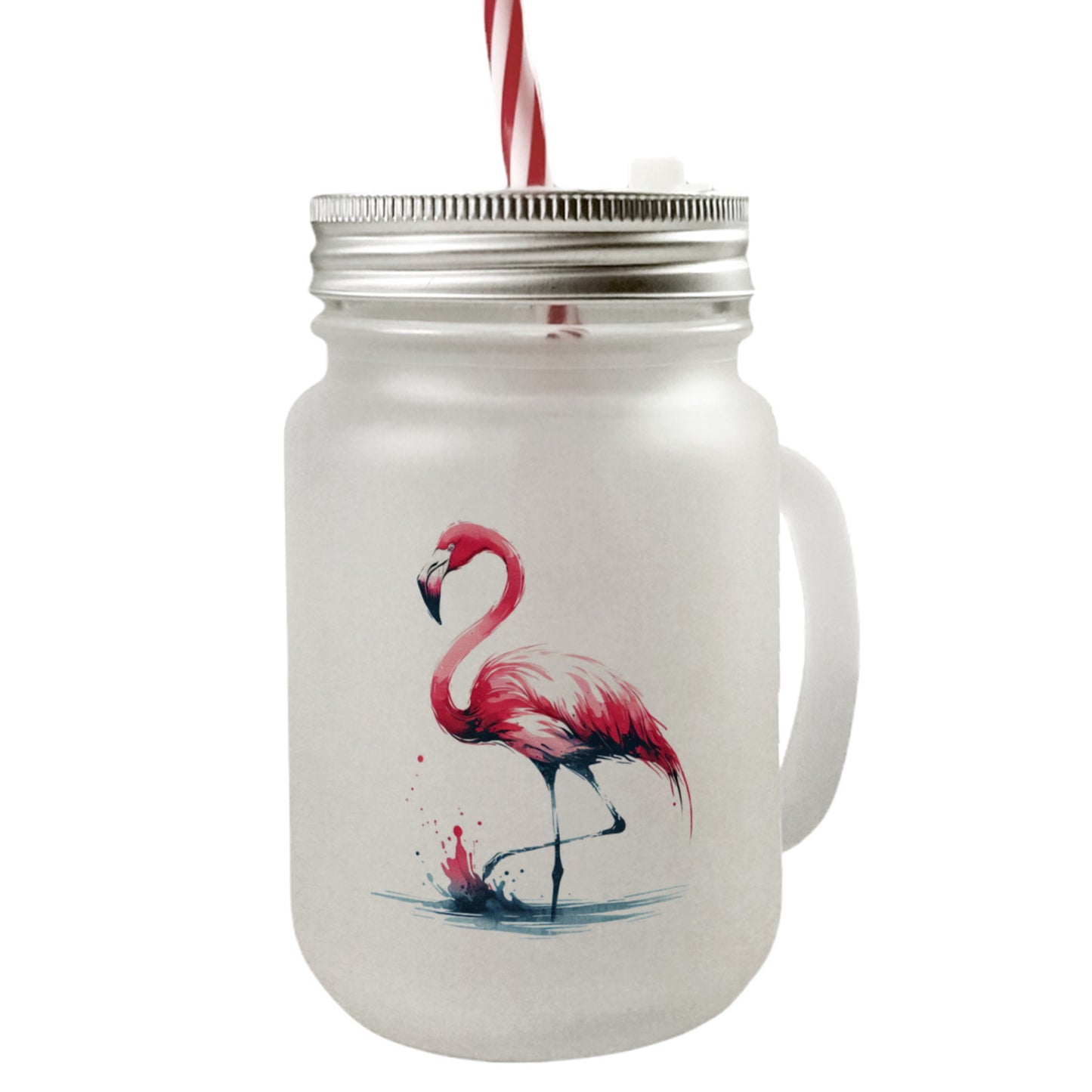 Rosa Flamingo Mason Jar Henkel Trinkglas mit Deckel