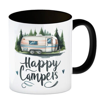 Happy Campers Kaffeebecher in schwarz