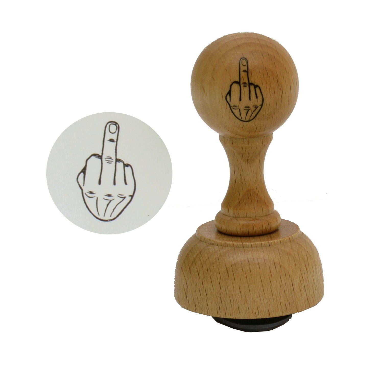 Mittelfinger Holzstempel