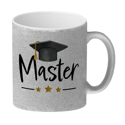 Master bestanden Glitzer-Kaffeebecher mit Masterhut