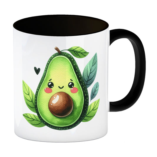 Lächelnde Avocado Kaffeebecher in schwarz