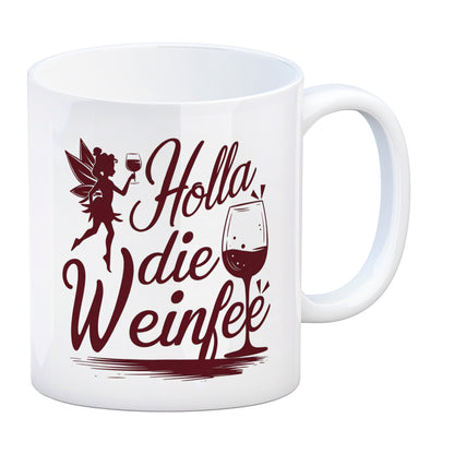 Fee mit Weinglas - HOLLA DIE WEINFEE Kaffeebecher