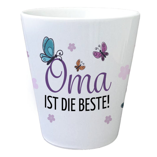 Schmetterling Blumentopf mit Spruch Oma ist die Beste