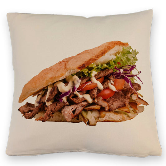 Fast Food Döner Kebab Kissen mit Leinenoptik