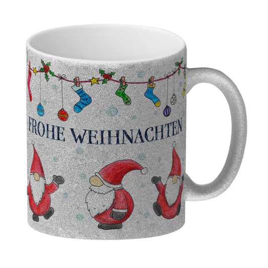 Frohe Weihnachten Glitzer-Glitzer-Kaffeebecher mit Weihnachtsmann Motiv