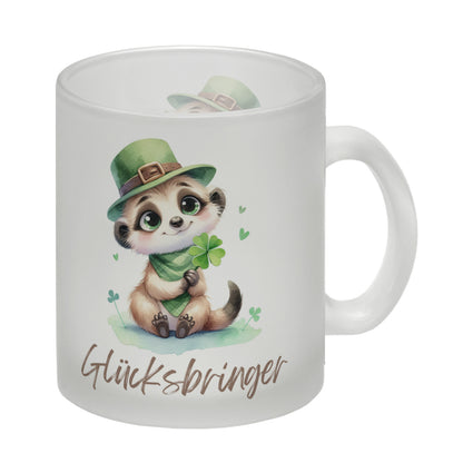 Erdmännchen Glücksbringer Glas Tasse