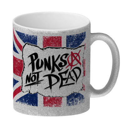 Punks not Dead Union Jack Glitzer-Kaffeebecher