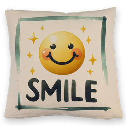 Smile Emoticon Kissen mit Leinenoptik