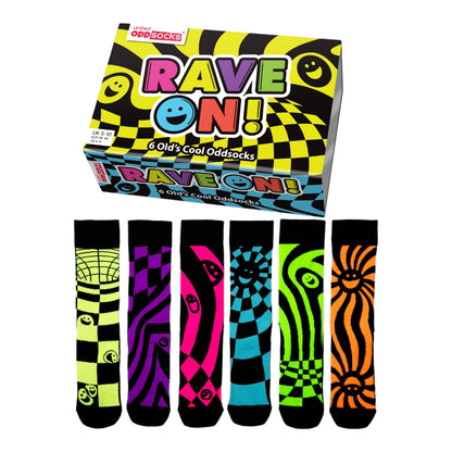 Rave on Oddsocks Socken Rave Outfit Techno Strumpf in 38-44 im 6er Set