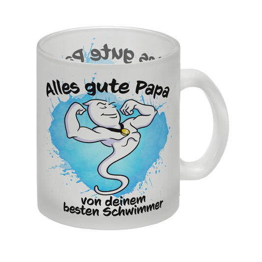 Alles gute Papa, von deinem besten Schwimmer Glas Tasse