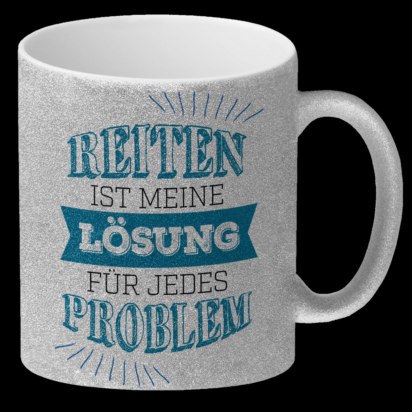 Reiten ist meine Lösung für jedes Problem Glitzer-Glitzer-Kaffeebecher