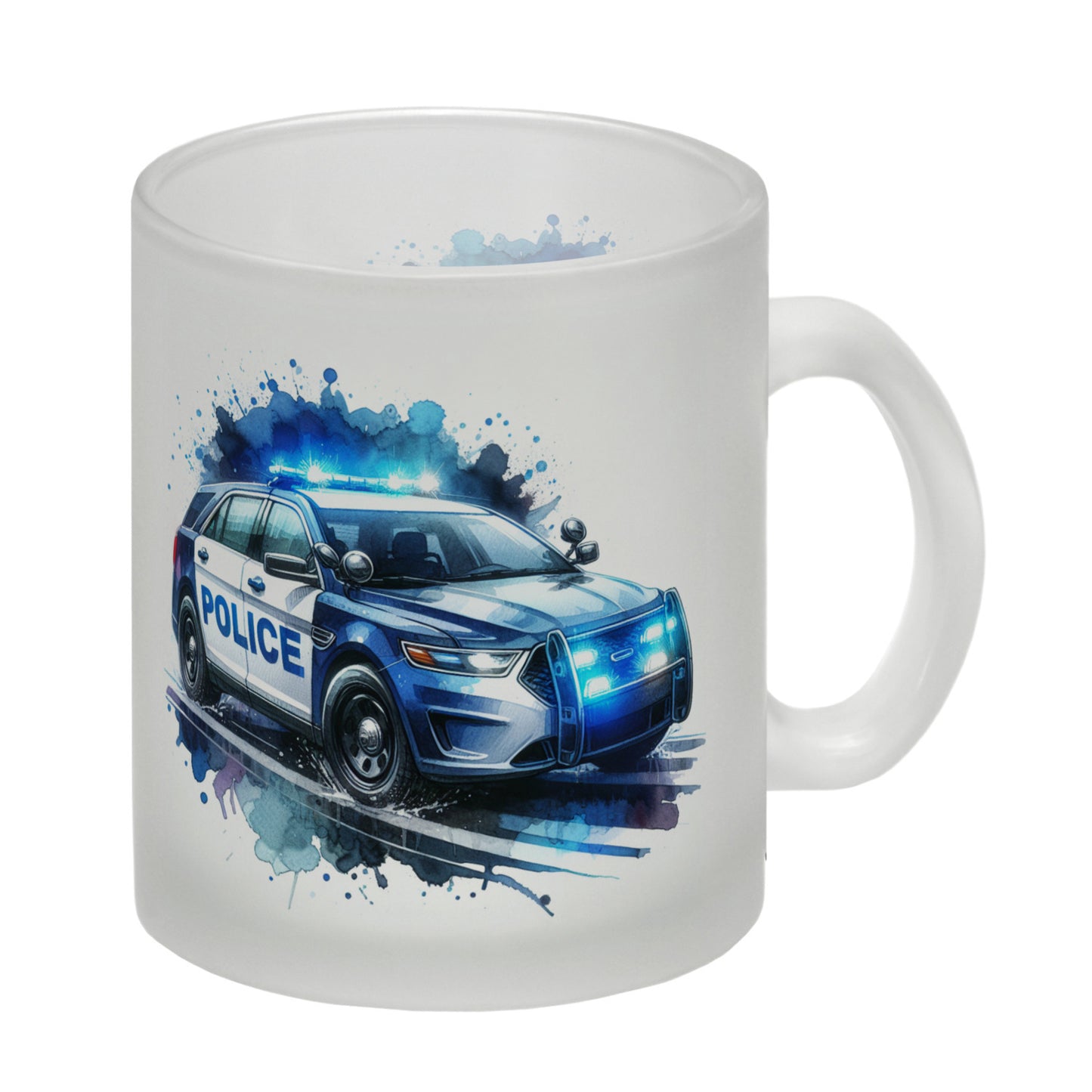 Polizeiauto im Einsatz Glas Tasse