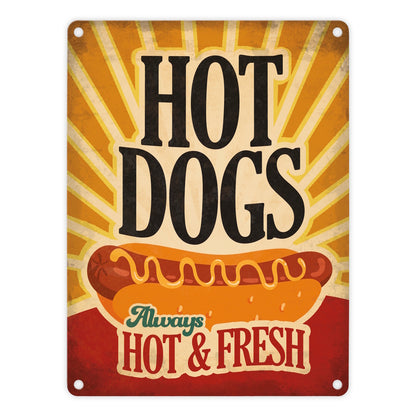 Metallschild mit American Diner Classics - Hot Dogs Motiv