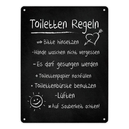 Metallschild XL mit Spruch: Toilettenregeln