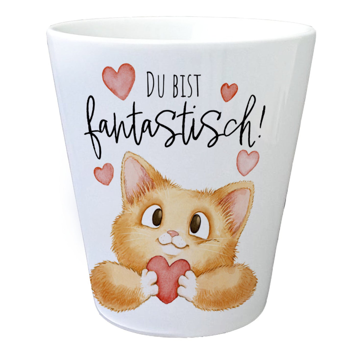 Katze Blumentopf mit Spruch Du bist fantastisch