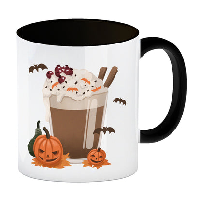 Pumpkin Spice Latte Kaffeebecher Schwarz für Halloween