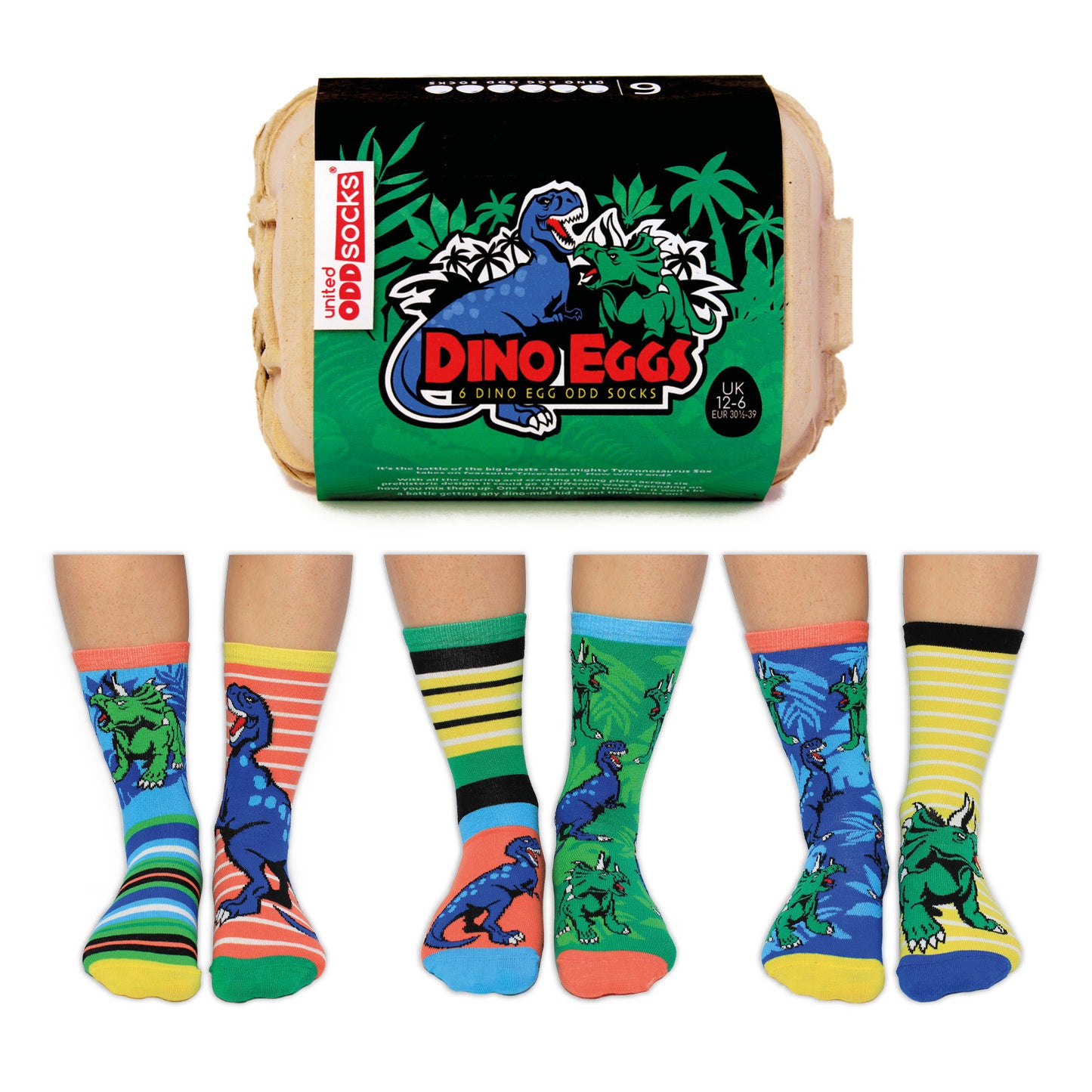 Dino Eier Oddsocks Socken in 30,5-39 im 6er Set