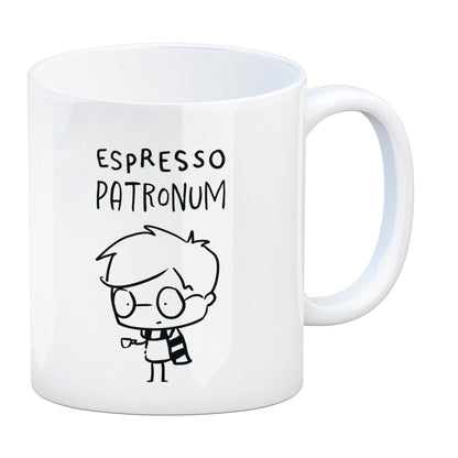 Zauberer mit Espresso Kaffeebecher mit Spruch Espresso Patronum