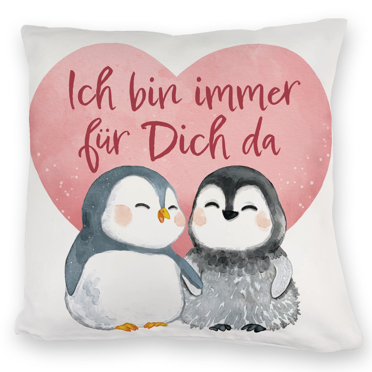 Pinguin Paar Kuschelkissen mit Spruch Ich bin immer für dich da