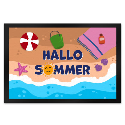 Hallo Sommer Fußmatte XL in 40x60 cm mit Strandmotiv