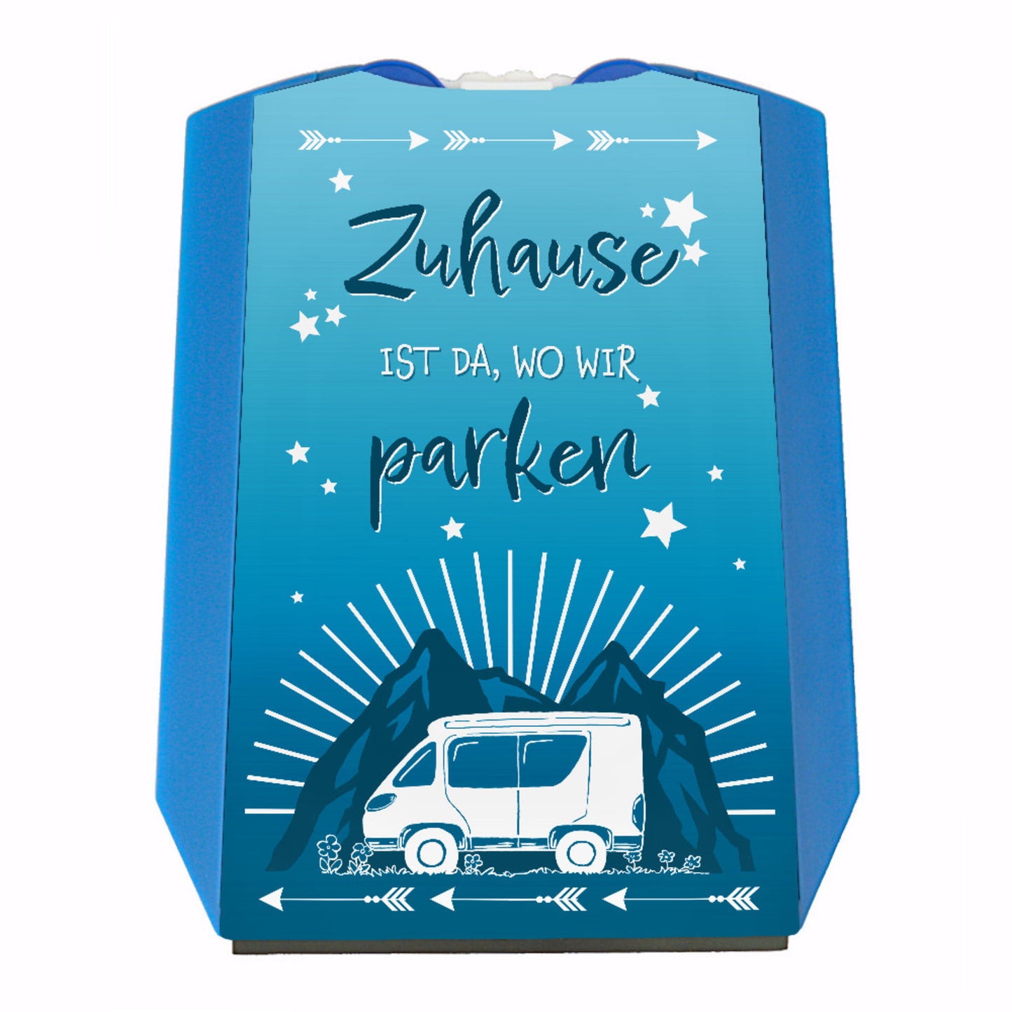 Zuhause ist da, wo wir parken Camper Parkscheibe mit 2 Einkaufswagenchips