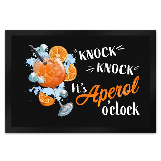 Cocktail Fußmatte XL in 40x60 cm mit Spruch Knock knock It's Aperol o'clock