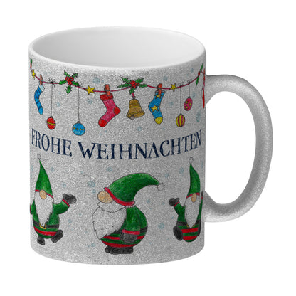 Frohe Weihnachten Glitzer-Glitzer-Kaffeebecher mit Wichtel Motiv