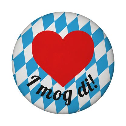 I mog di Magnet rund mit bayerischer Flagge und Herz