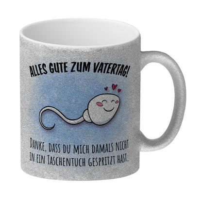 Danke Papa, dass du nicht Glitzer-Kaffeebecher zum Vatertag mit Taschentuch Spruch