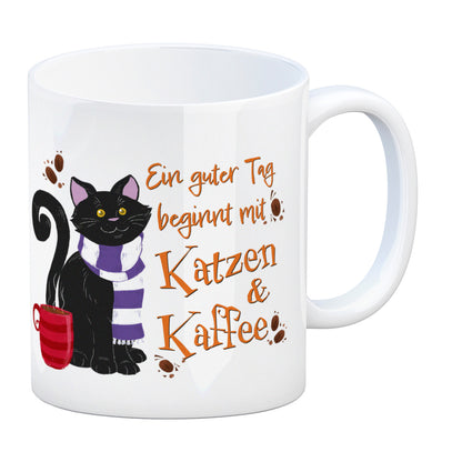 Ein guter Tag beginnt mit Katzen & Kaffee Kaffeebecher