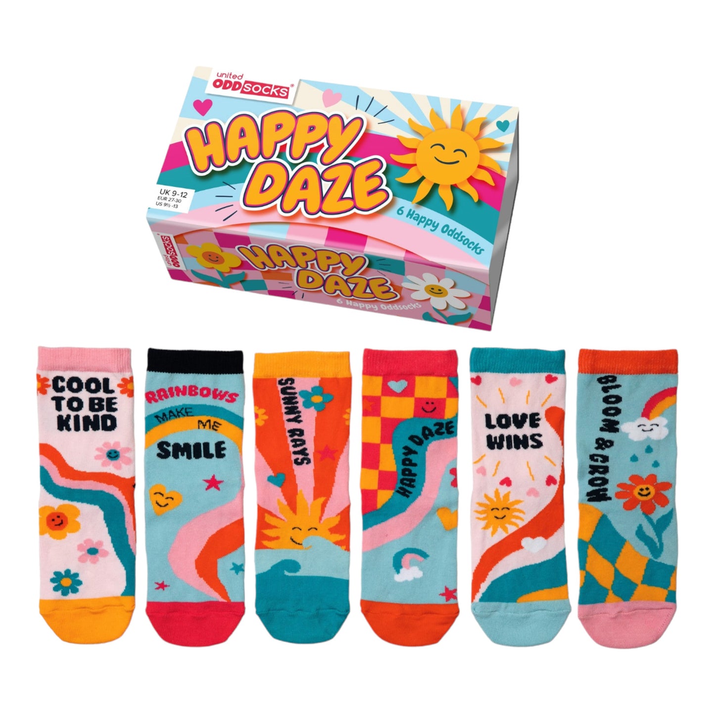 Happy Daze Oddsocks Socken bunte Sommer Strümpfe in 27-30 im 6er Set