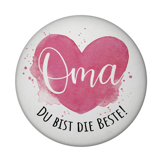 Beste Oma Magnet rund mit Spruch Oma Du bist die Beste