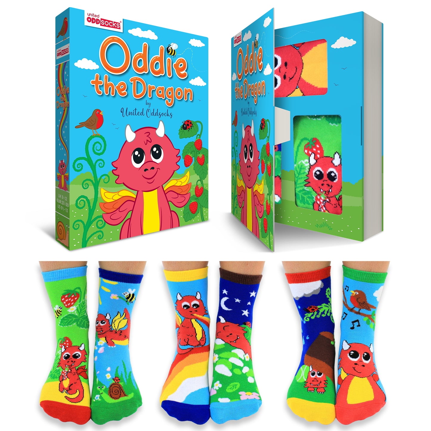 Oddie der Drache Oddsocks Socken in 27-30 im 6er Set