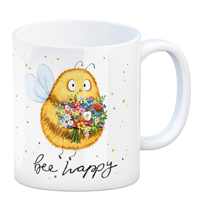 Pummel Biene Kaffeebecher mit Spruch Bee happy