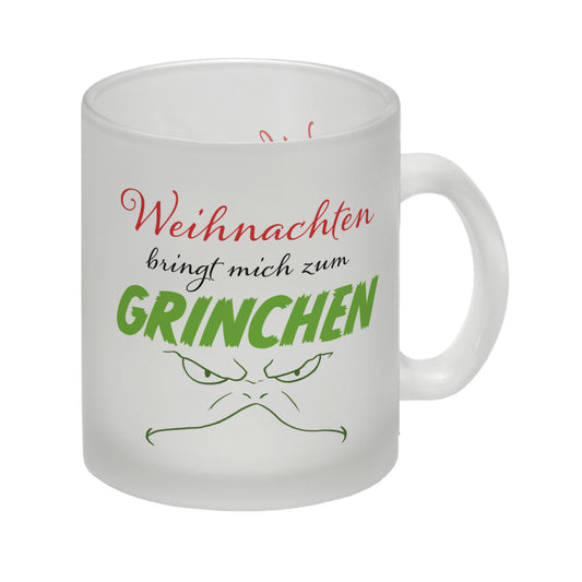 Weihnachten bringt mich zum grinchen Glas Tasse mit Spruch