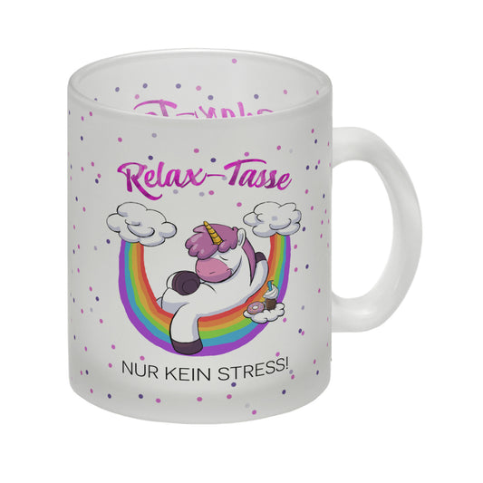 Relax-Tasse Einhorn mit Regenbogen Glas Tasse