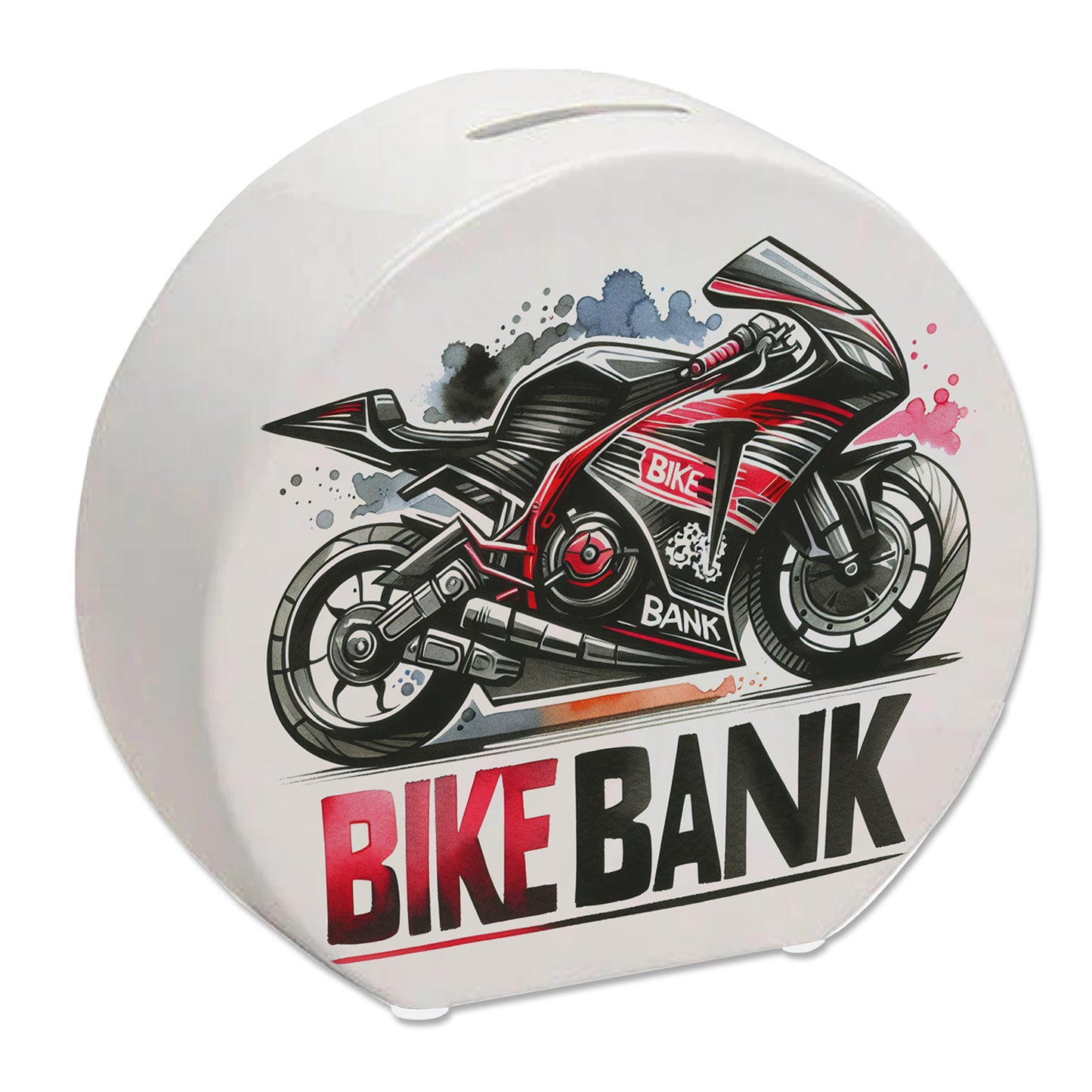 Rennmotorrad Spardose mit Spruch Bike Bank