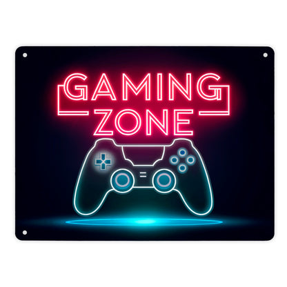 Gaming Zone Controller Fußmatte in Metallschild XL in 21x28 cm