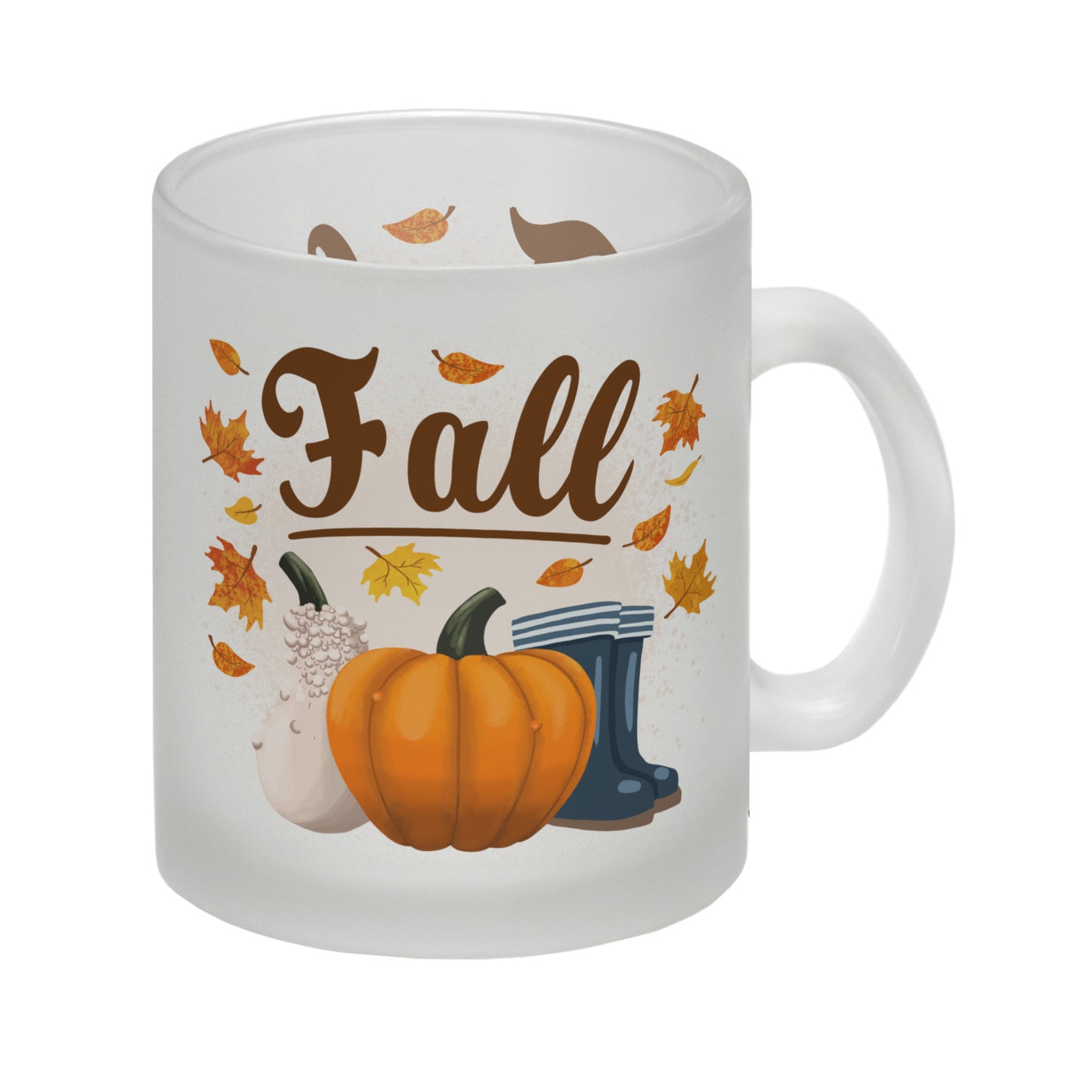 Fall Jahreszeit Herbst Glas Tasse mit Kürbis und Laub